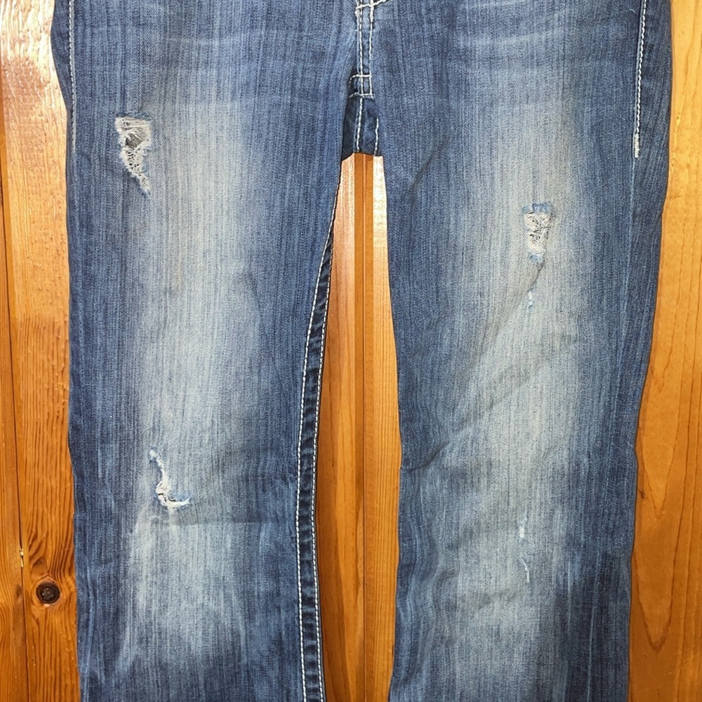 BKE denim Stella distressed jeans bootcut size 26x31 1/2 lighter western country - Picture 4 of 11